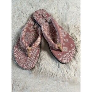 Free People Es Verdra Organic Cotton Sandals Size 37/7 Pink Thong Boho New